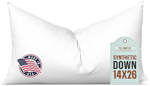 Pillowflex Synthetic Down Pillow Insert - 14x26 Down Alternative Pillow, Ultra Soft, Large Rectan... | Amazon (US)