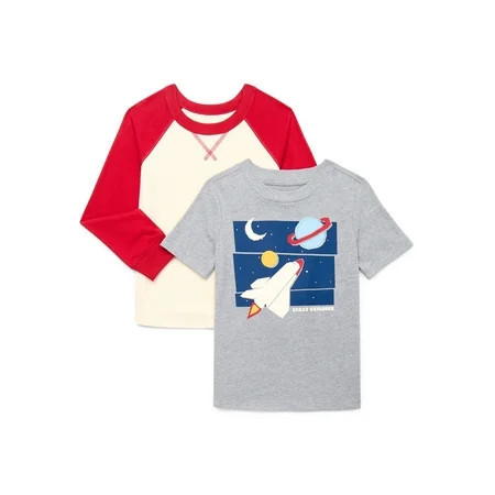 Wonder Nation Boys Tees with Long and Short Sleeves, 2-Pack, Size 4-10 | Walmart (US)