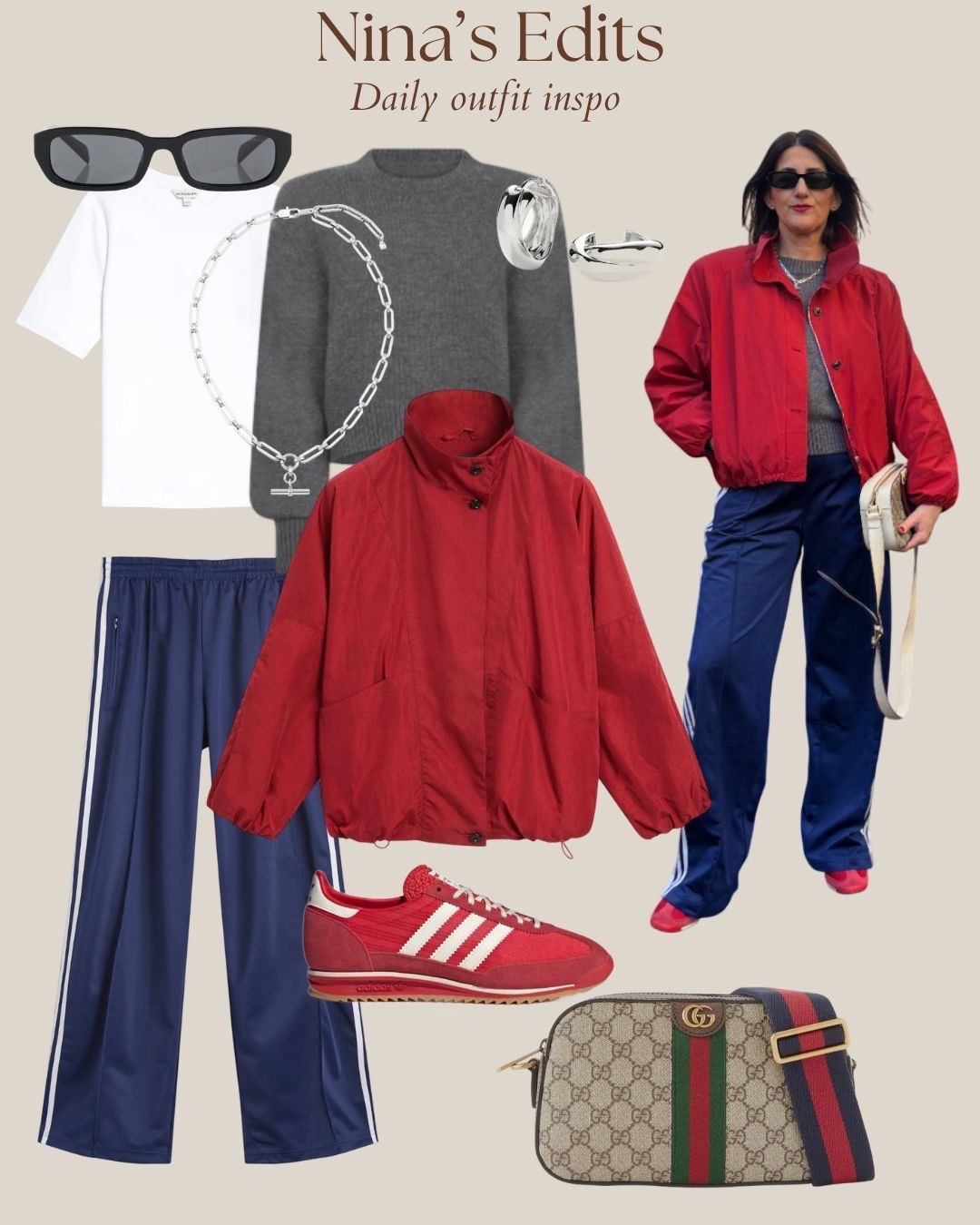 Styling my red jacket + adidas Firebird trackpants

#LTKspring