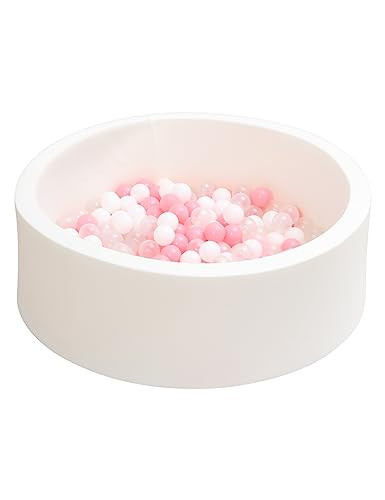 IAGBIBUI Ball Pit for Toddlers with 200 Plastic Pit Balls, Round 35.4" x 11.8" Soft Foam Ball Pit Pool Playpen for Kids, Ideal Gift for Babies and Children Indoor and Outdoor Games, White | Amazon (US)