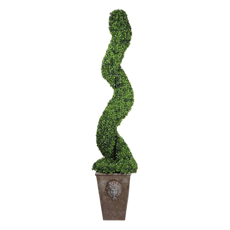 Boxwood Spiral Topiary with Romanesque Planter, 67" | At Home
