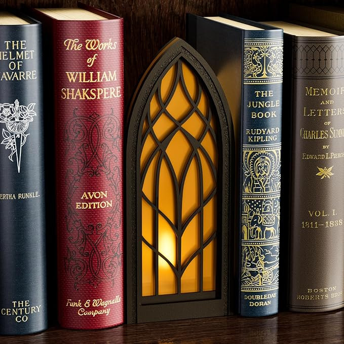 Solid Wood Fantasy Book Nook Shelf Insert - Handcrafted Bookends with Remote Control & Timer, Mag... | Amazon (US)