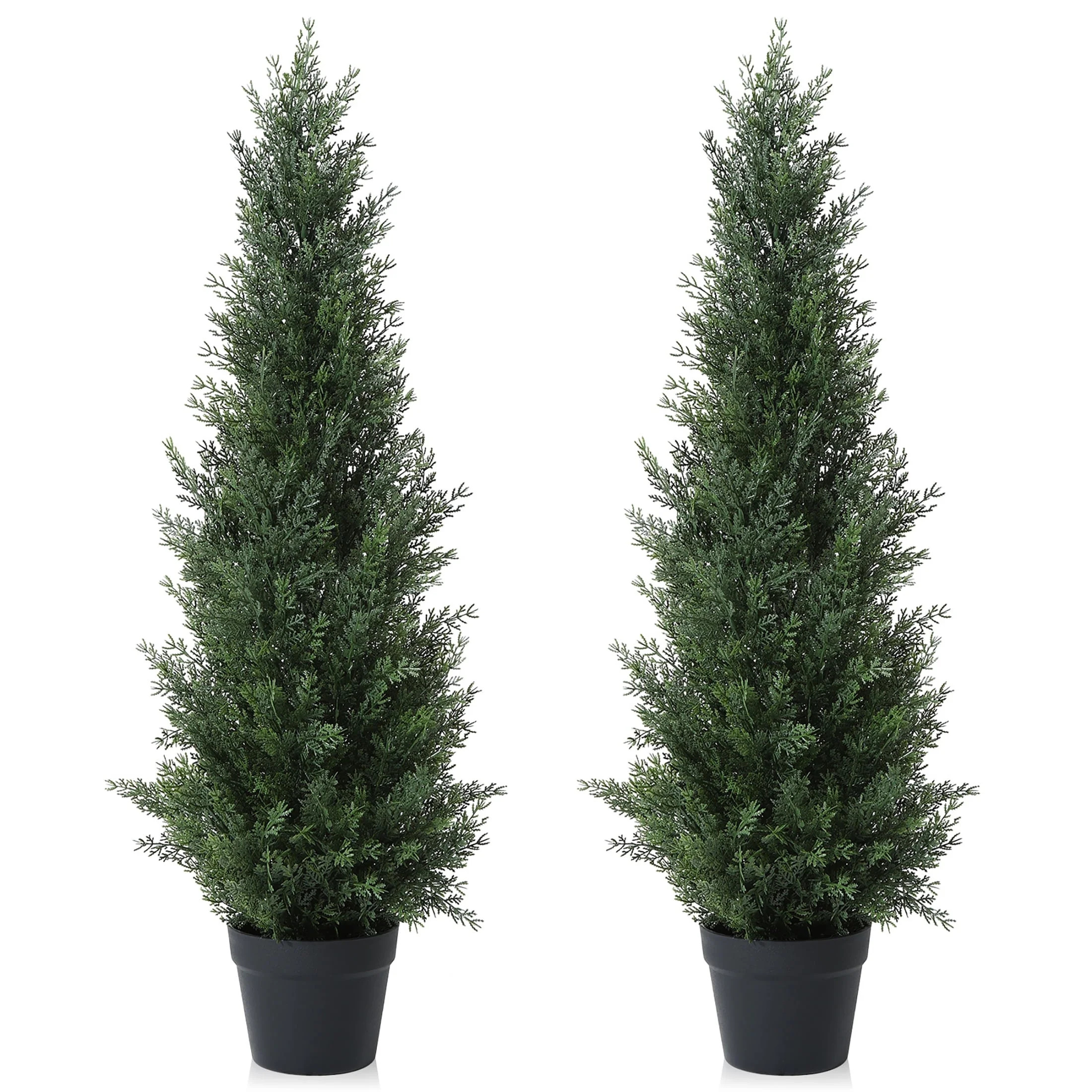 Artificial Cedar Tree 2 Pack 3 ft Outdoor Artificial Topiary Cedar Plants Fake Tree UV Rated Pott... | Walmart (US)