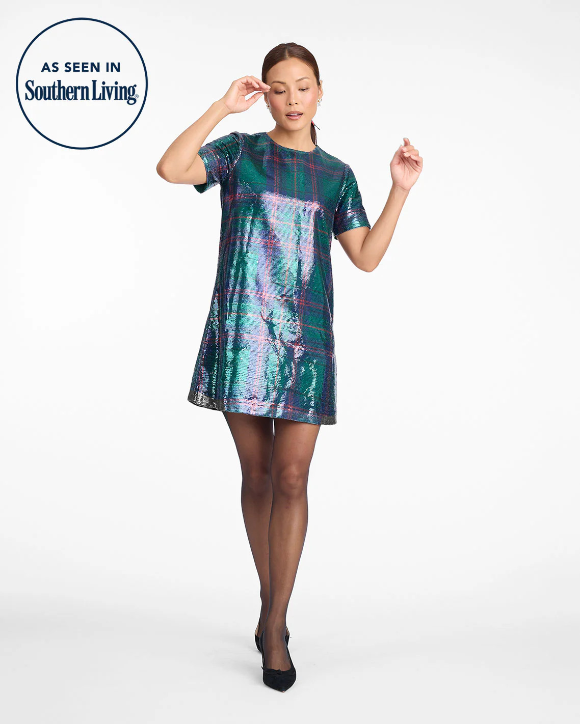 Fable Mini Dress in Plaid Sequins | Draper James (US)