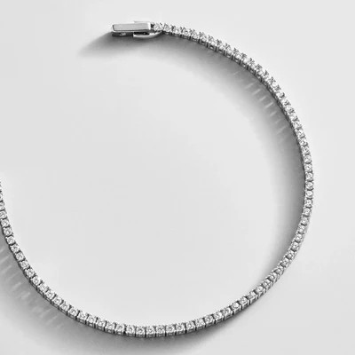 Billie Silver Tennis Bracelet - Rhodium Plated Silver | BaubleBar