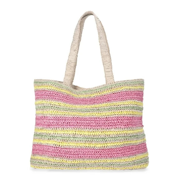 No Boundaries Women's Lemon Beach Tote Bag, Pink Lemon | Walmart (US)