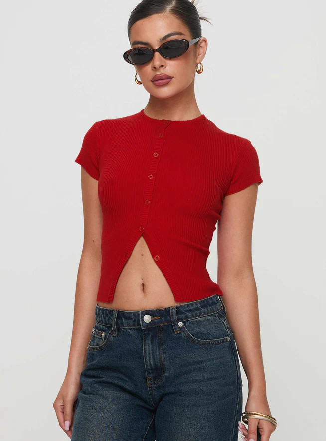 Suzu Knit Top Red | Princess Polly US