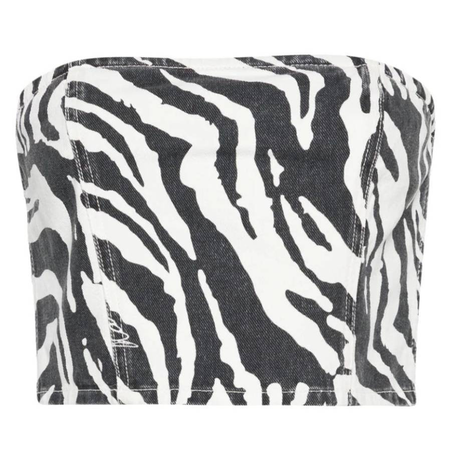 Rotate Zebra Printed Denim Top | Jomashop.com & JomaDeals.com