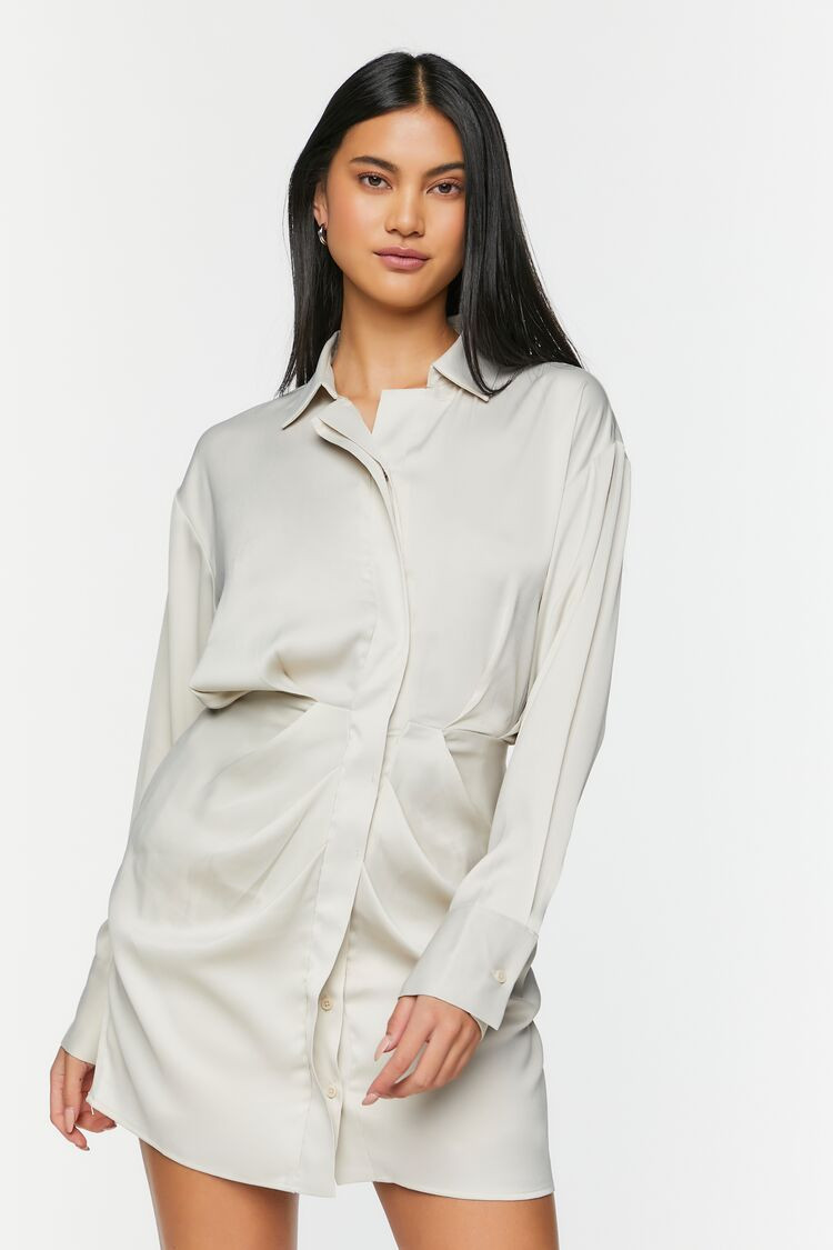 Satin Draped Shirt Dress | Forever 21 (US)