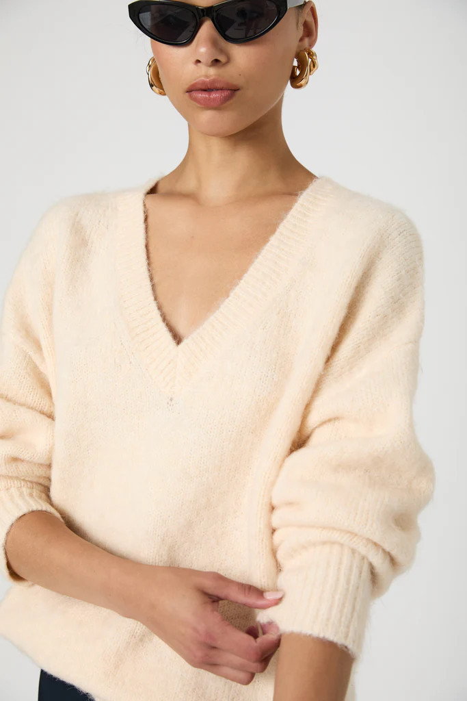 Fluffy Knit V Neck Oversized Sweater | French Connection (US)