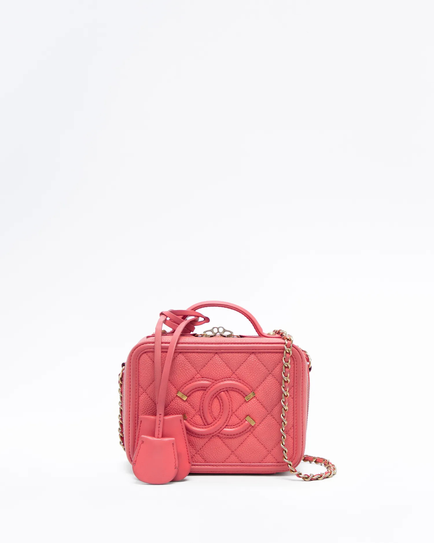 Caviar Quilted Small Filigree Vanity Case | Vivrelle