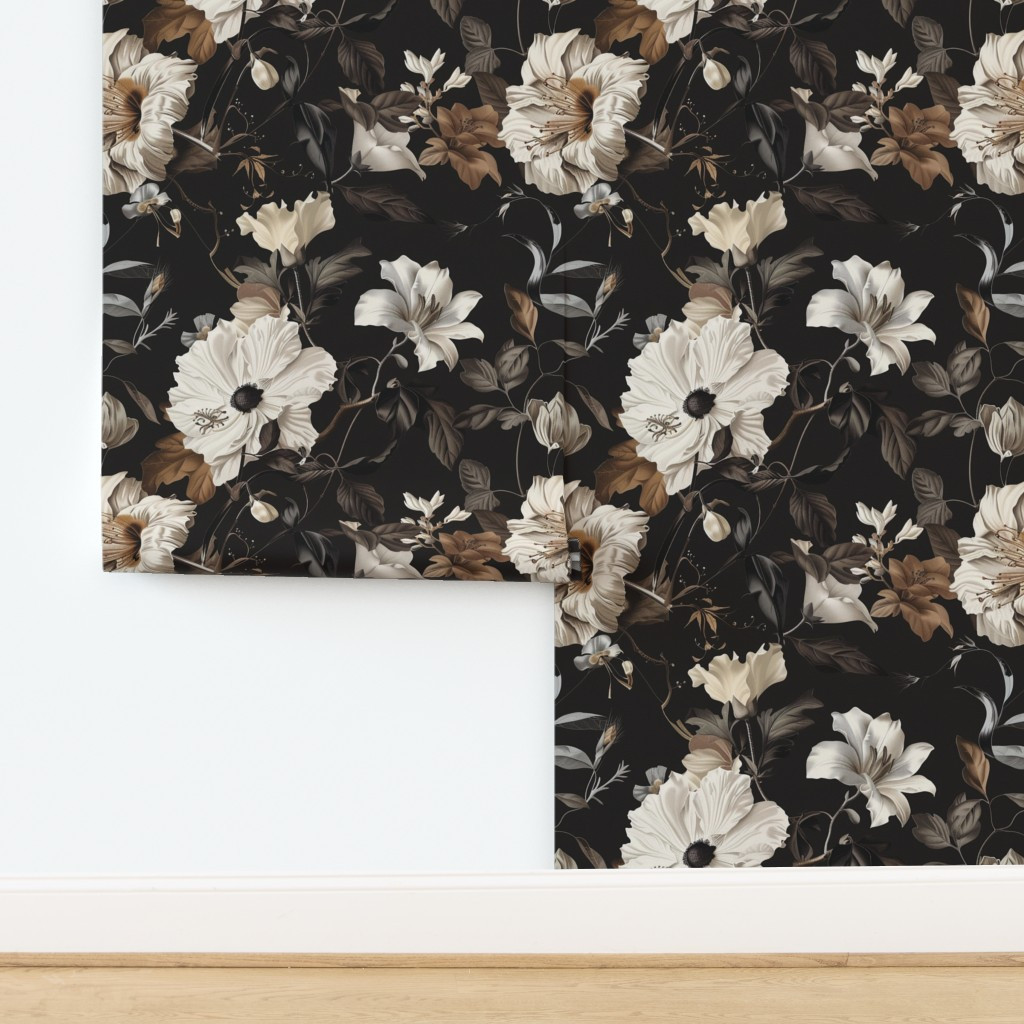 Dark Academia Vintage Floral Gothic Garden Dark Moody Color Trends Wallpaper | Spoonflower | Spoonflower