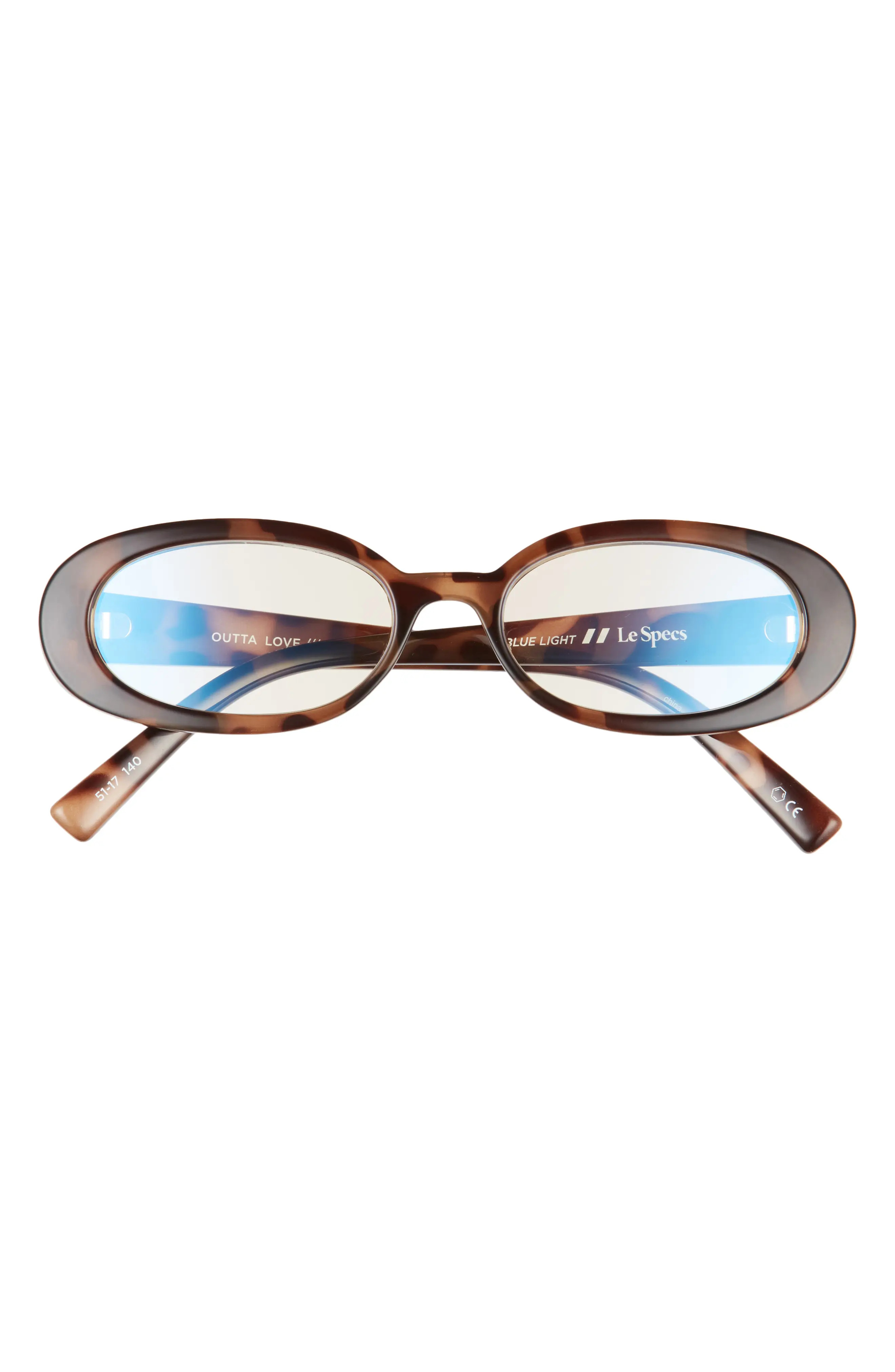 Le Specs Outta Love 45mm Small Blue Light Blocking Glasses in Tort/Anti Blue Light at Nordstrom | Nordstrom
