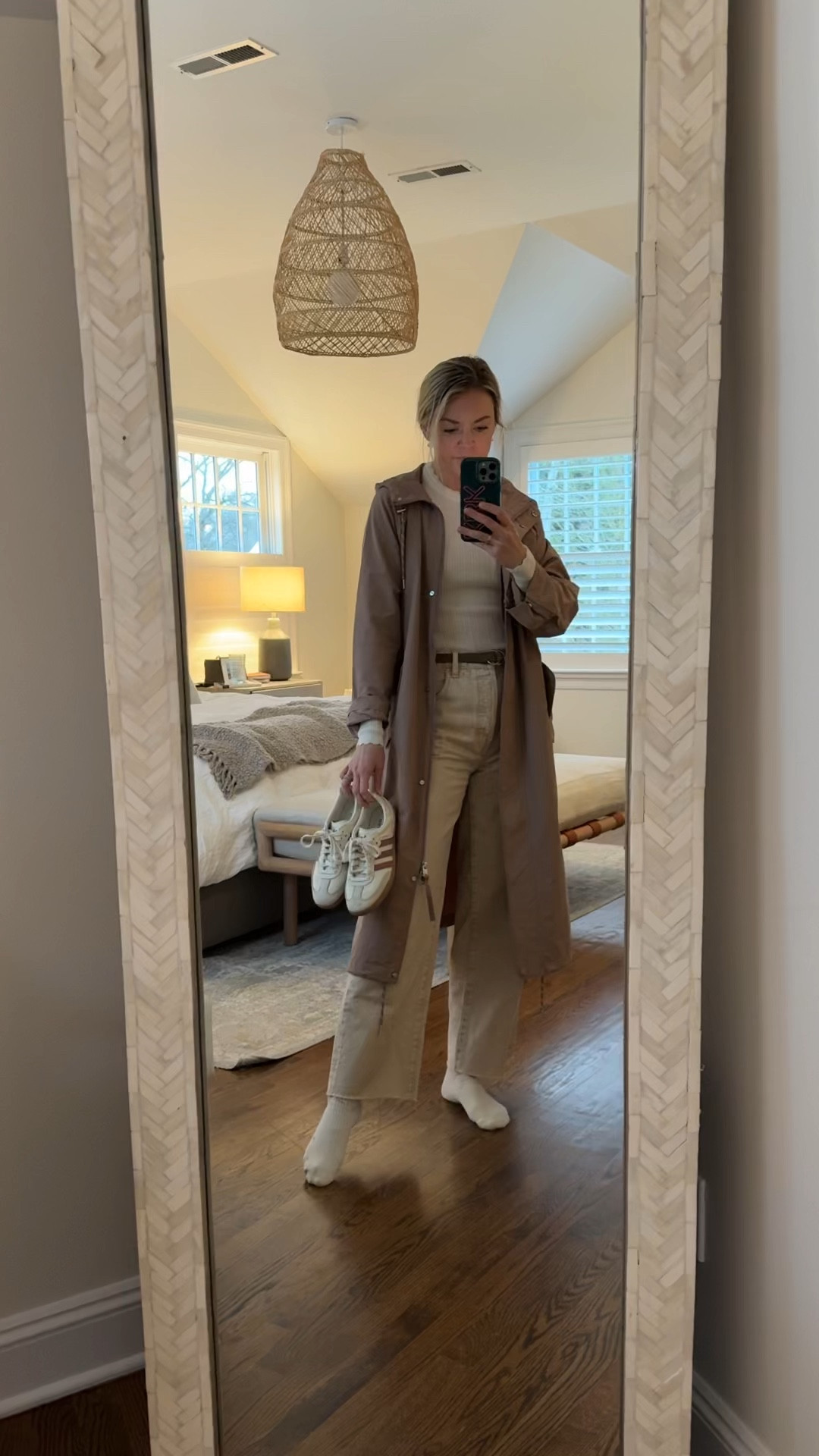 Rainy day outfit for mystery reader at Landon’s school 
-XS jacket, but could have done an XXS
-26R jeans, tts, I’m 5’5. 15% off with code STYLEDSNAPSHOTS 
-size down 1/2 in sneakers 
-10mm earrings
-small top
-belt is old 