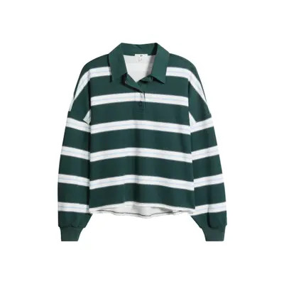 BP. Stripe Cotton Blend Rugby Shirt in White- Navy Ella Rugby Stripe at Nordstrom, Size Large | Nordstrom