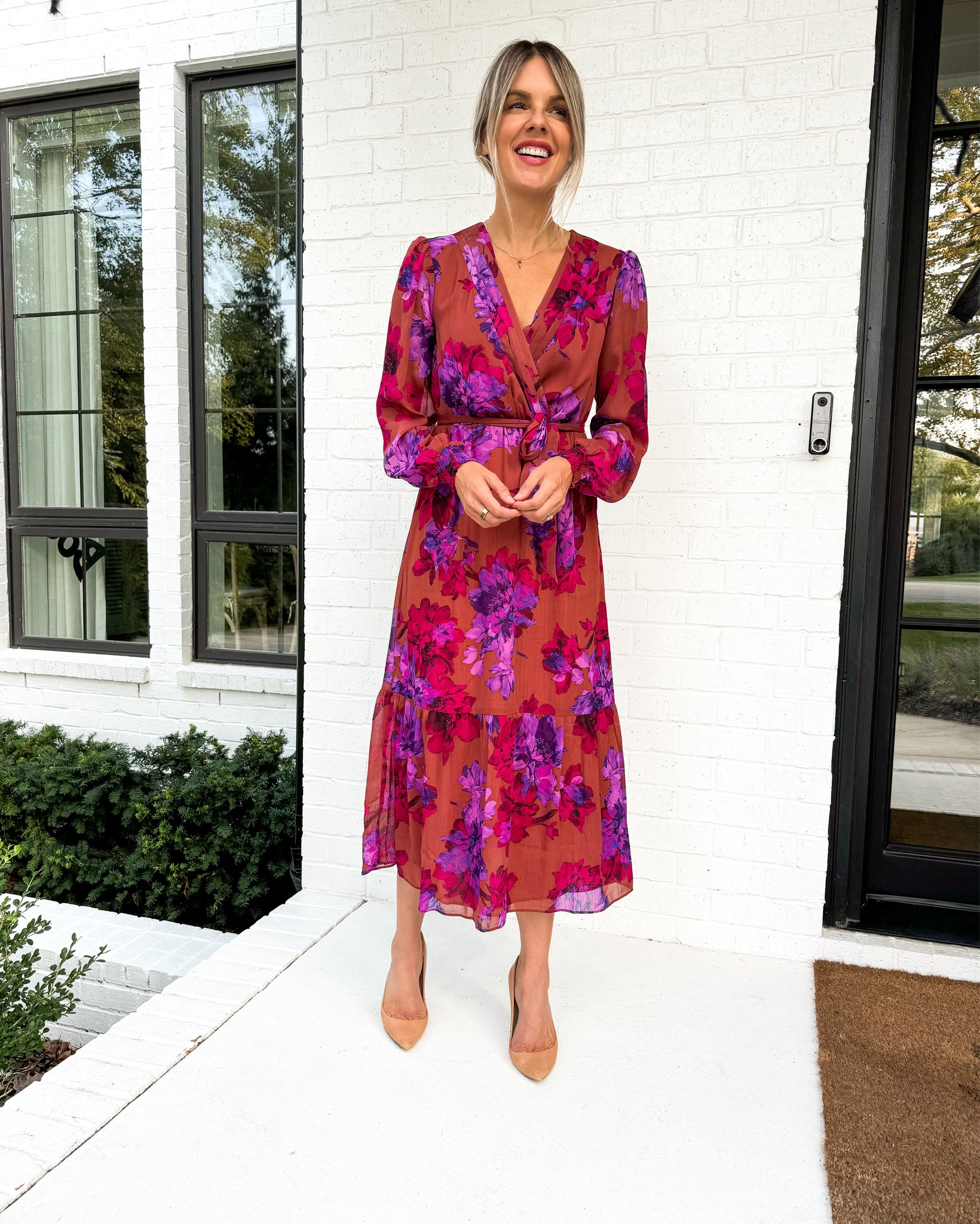 This dress is by Sophia Vergara‘s line and only $32. And the colors are perfect for fall! It’s true to size!