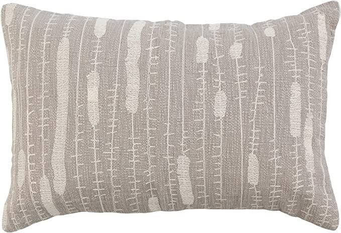 Amazon.com: Creative Co-Op Cotton Lumbar Pillow with Embroidery, Grey and Cream : Everything Else | Amazon (US)