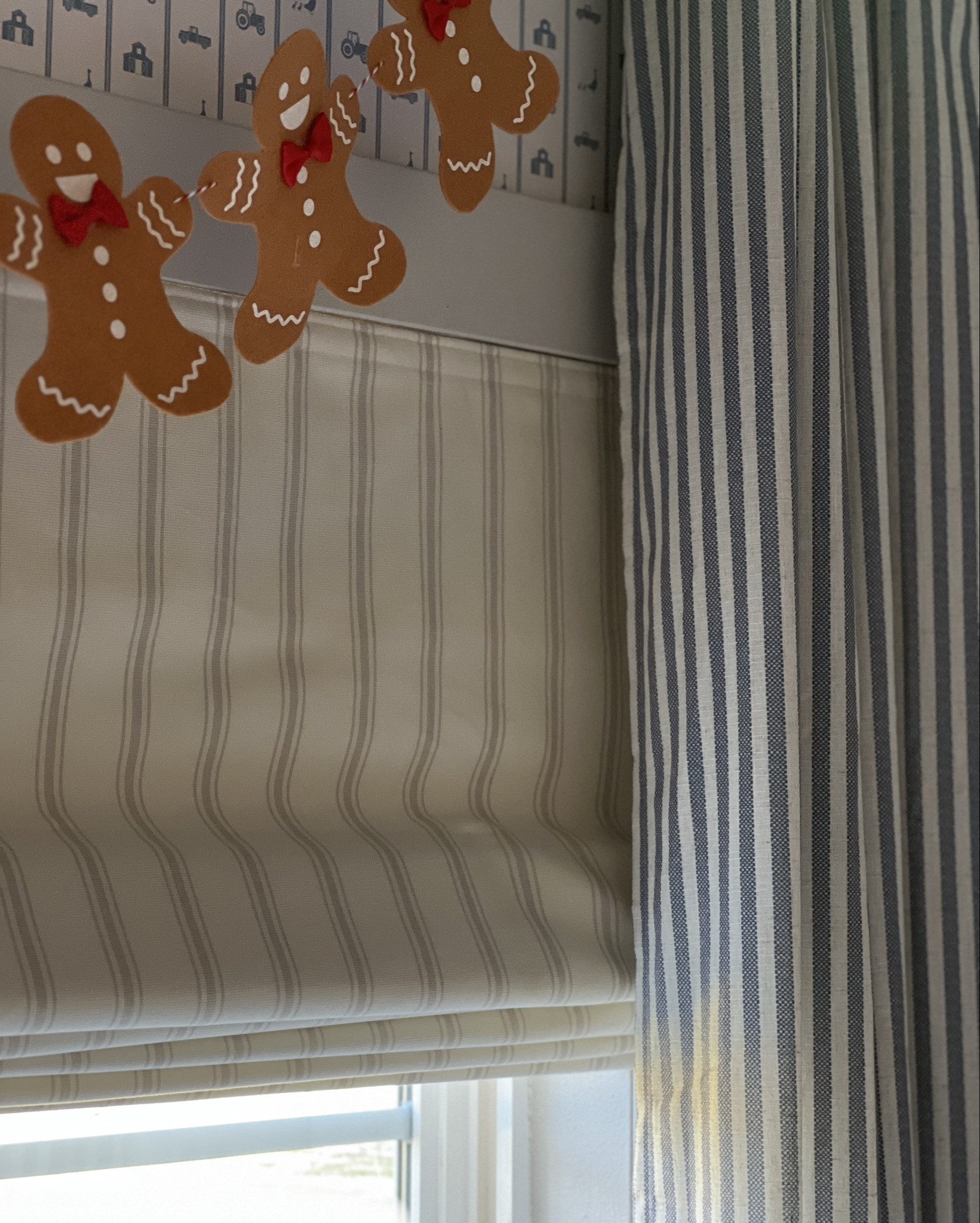 The cherry on top of his cozy Christmas room 🎄✨ a fun custom Roman shade!!  Product details: 
Collection: Loxley 
Color: Pearl Gray Y926-4 
Style:  Flat Fold
Liner: 350 gsm

Made With OEKO-TEX®: Kid & Pet-friendly. Made with premium eco-friendly dyes, free of any harsh or irritating odors.
Fast shipping : orders ship in 3-5 business days 
Warranty Service: All shades come with a at least 1-year Warranty & Free shipping (USA) on fabric books 
Customized shades and services.

#LTKKids #LTKHoliday #LTKHome