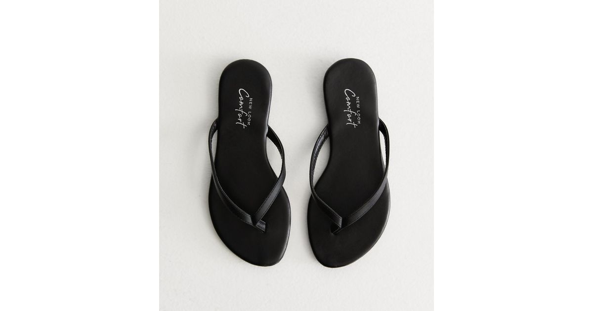 Black Leather-Look Toe Post Sandals
						
						Add to Saved Items
						Remove from Saved Items | New Look (UK)