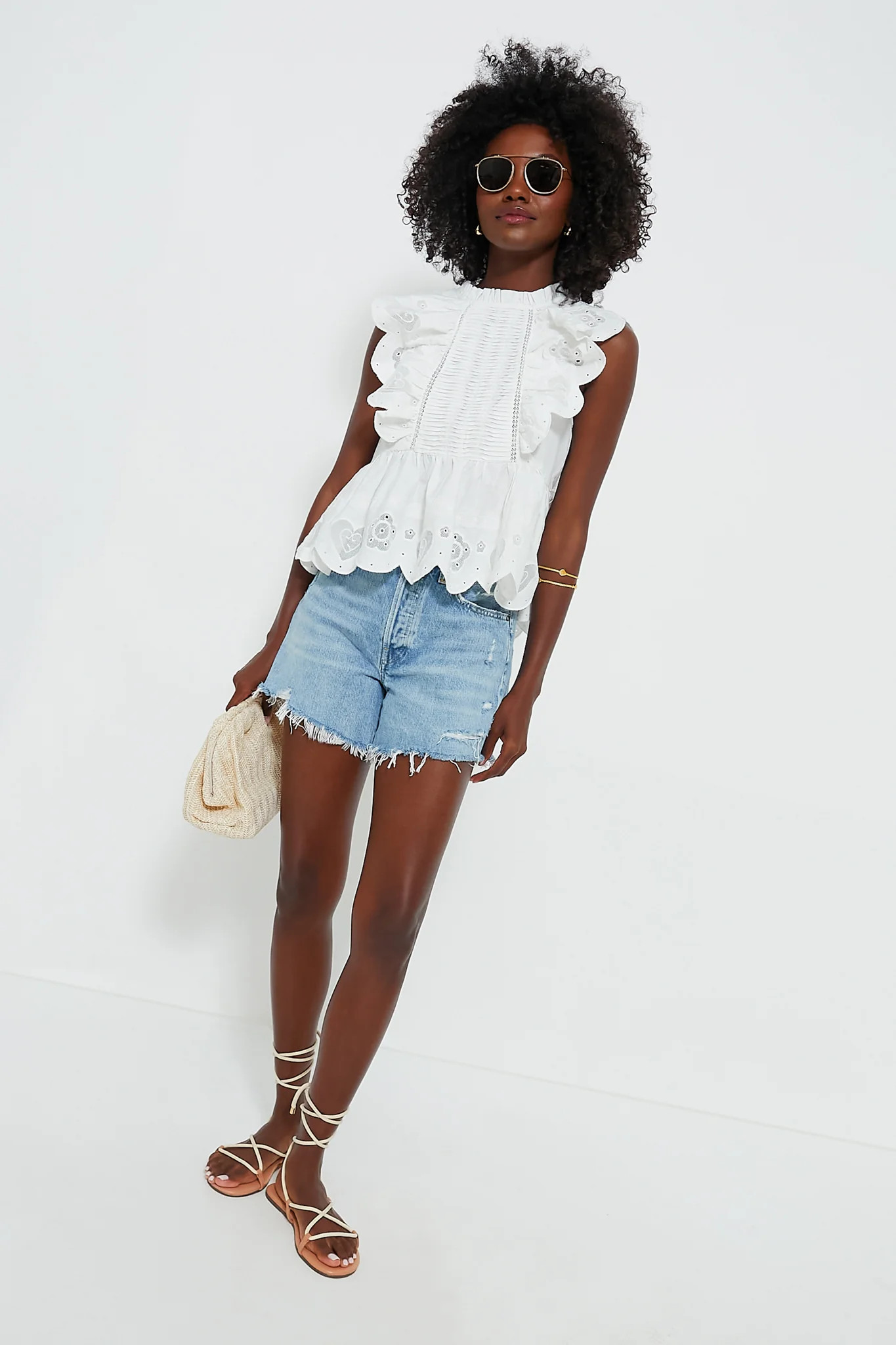 White Jeanetta Eyelet Tank Top | Tuckernuck (US)