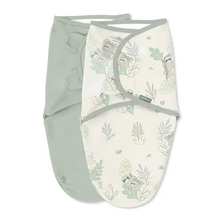 SwaddleMe by Ingenuity Original Swaddle for Baby, 100% Cotton, Improves Sleep & Calms Startle Reflex, 0-3 Months, 1.0 TOG, 2-Pack - Peekaboo Sloth | Walmart (US)
