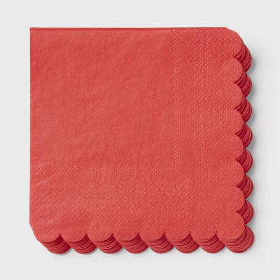 20ct Christmas Red Candy Cane Scalloped Beverage Napkins - Spritz™ | Target