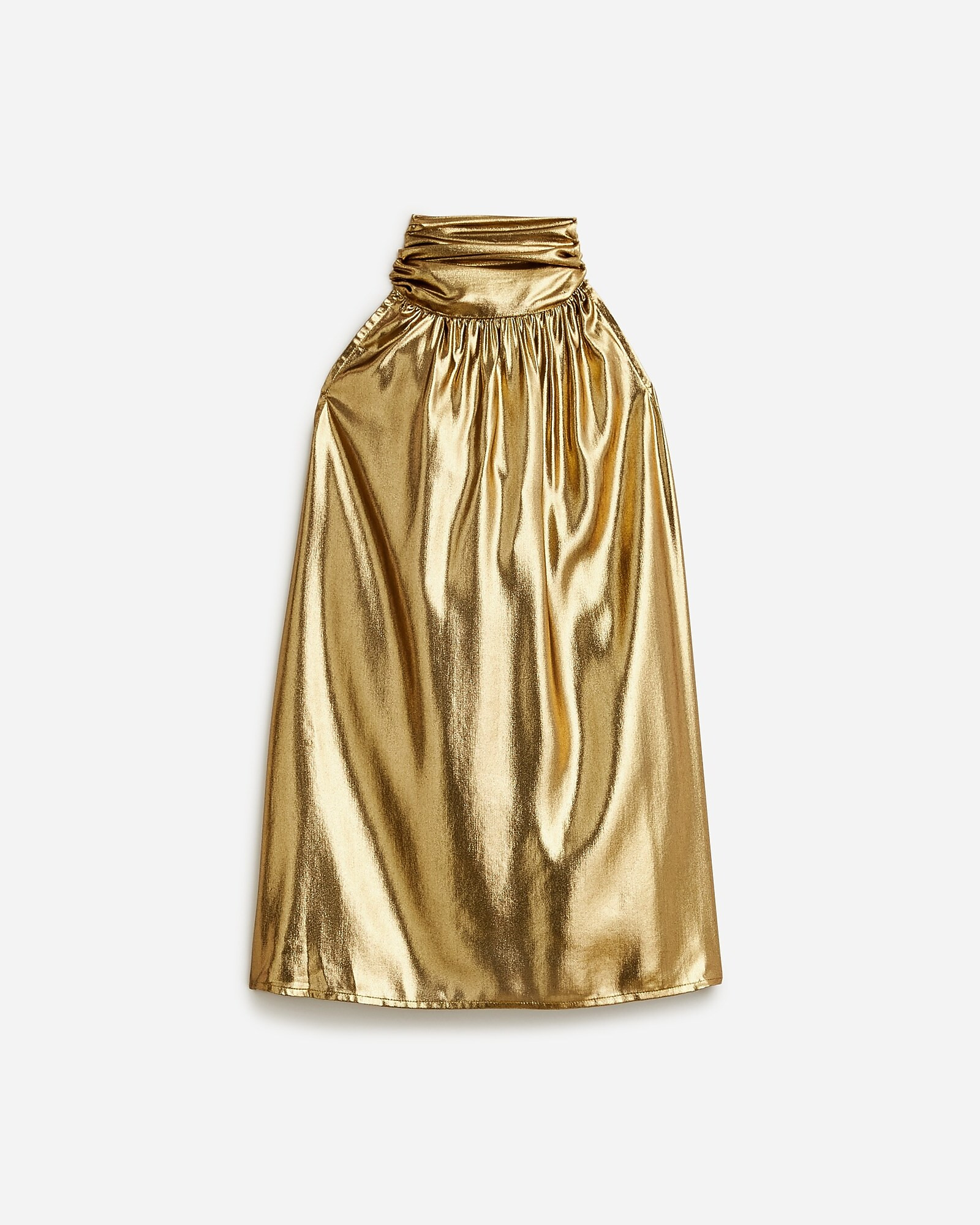 Halter top with necktie in gold lamé | J. Crew US