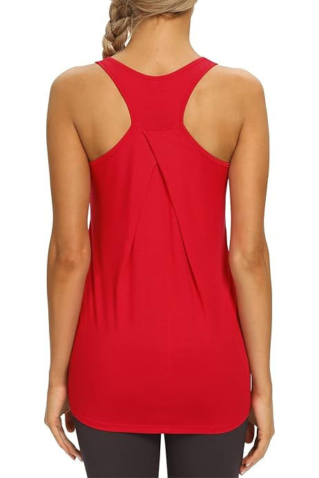 Bestisun Womens Workout Yoga Tops Long Tank Tops Loose fit Racerback Tank Tops for Women | Amazon (US)