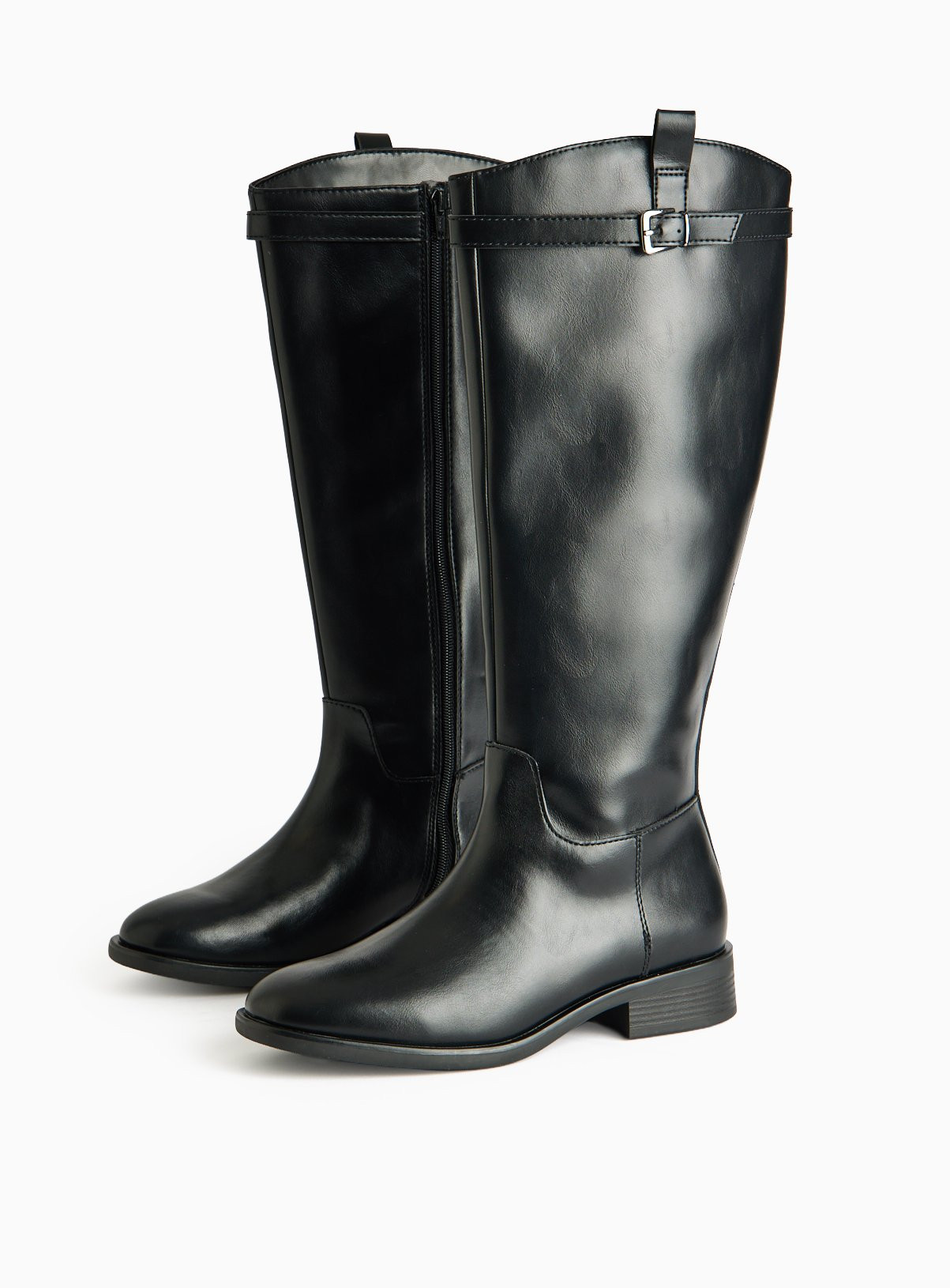 Black Faux Leather Rider Boots | Tu Clothing