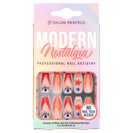 Salon Perfect Artificial Nails 118 Modern Nostalgia Fire File & Glue Included 30 Nails | Walmart (US)