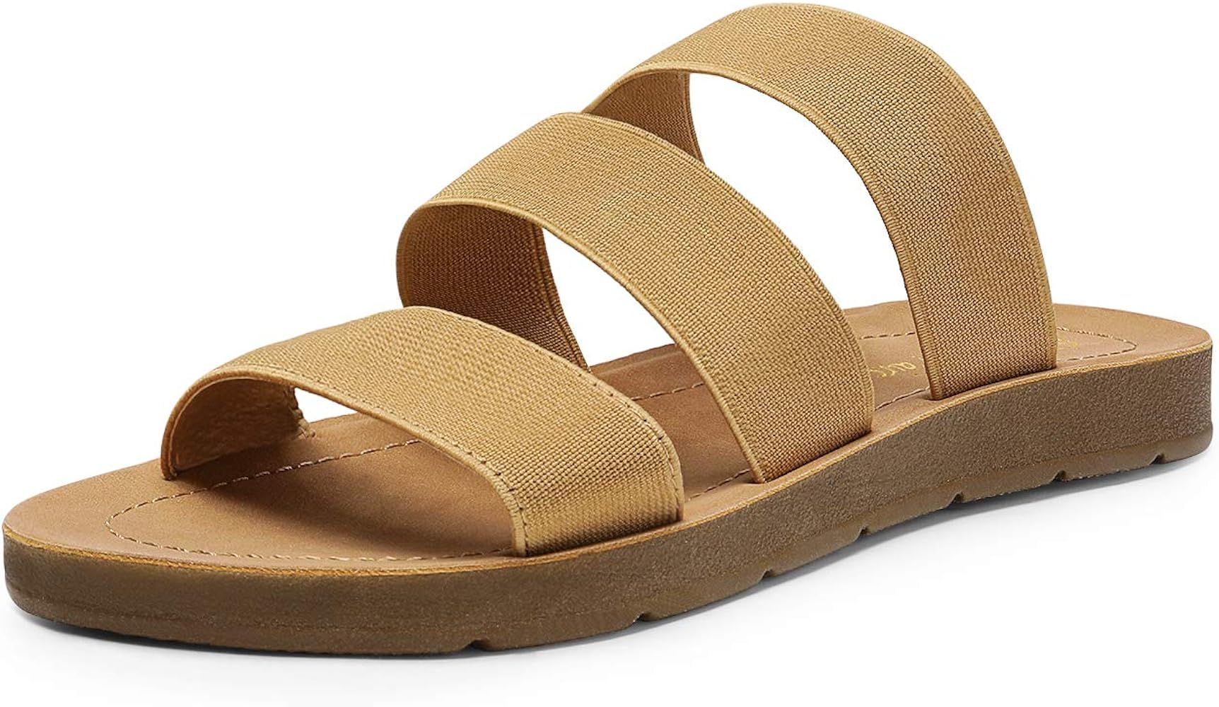DREAM PAIRS Women's Flat Slide Sandals Open Toe Slip on Sandals for Summer | Amazon (US)