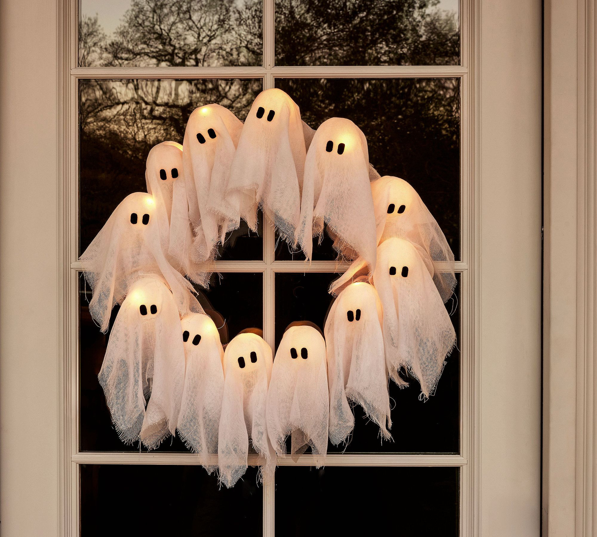 This ghost wreath is the moment 👻✨ the perfect mix of cute + spooky for your front door. Found the dreamiest one from pottery barn and it instantly makes your porch feel fall-ready 🎃
#ghostwreath #frontdoordecor #fallporch #halloweendecor #spookydecor #ltkhome #cozyseason #pumpkinseason #porchinspo 

 #LTKSeasonal #LTKHome #LTKSaleAlert