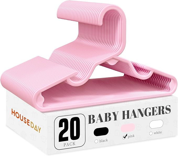 HOUSE DAY Plastic Baby Hangers for Closet 20 Pack, Durable Plastic Kids Hangers for Baby Clothes,... | Amazon (US)