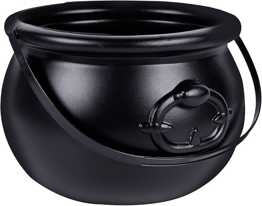 Zcaukya St Patricks Day Coin Pot, 7.4" Black Plastic Cauldron Kittle with Handle, Punch Bowl for ... | Amazon (US)