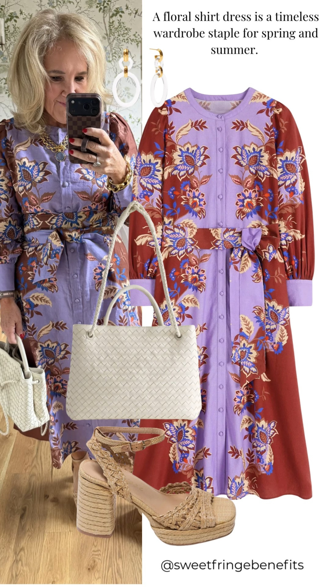 This floral shirt dress is such a beautiful option when you want to feel effortlessly put together. The flattering silhouette, gorgeous mix of colors, and timeless print make it perfect for brunch, showers, church, date night, or any special occasion. I styled it with neutral heels and a woven bag to let the dress shine.

💡 LTK MADE EASY

❤️ Heart = Support my posts
🔖 Save = Get sale & restock alerts
📋 Lists = Keep favorites organized
📲 Share = Send to yourself for later
💬 Comment = Ask me anything

#LTKootd #LTKSeasonal #LTKOver40