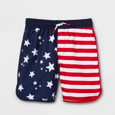 Boys' Americana Flag Print Swim Trunks - Cat & Jack™ Navy Blue | Target