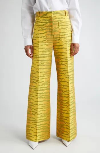 Victoria Beckham Alina Tiger Stripe Wool Blend Wide Leg Pants | Nordstrom | Nordstrom