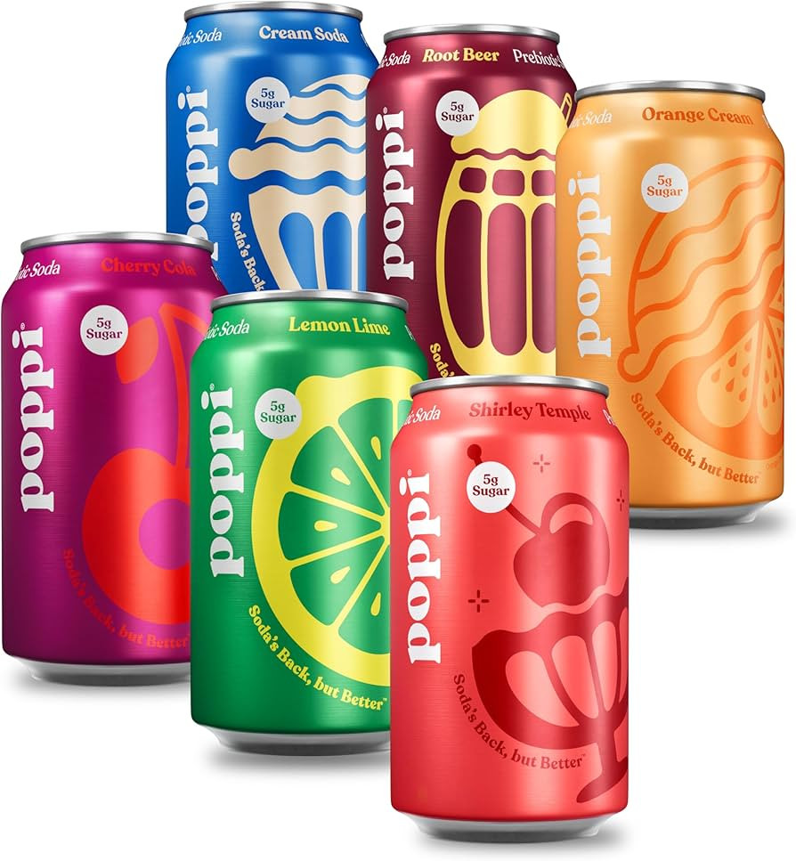 Poppi Sparkling Prebiotic Soda Beverage with Apple Cider Vinegar, Seltzer Water and Fruit Juice, ... | Amazon (US)