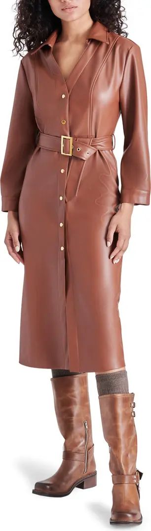 Belted Faux Leather Shirtdress | Nordstrom