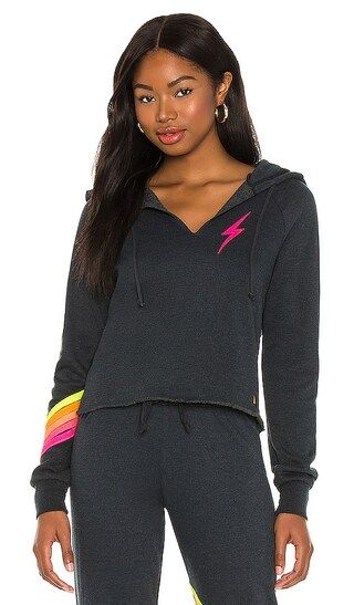 Bolt Stitch Chevron Sweatshirt in Charcoal & Neon | Revolve Clothing (Global)