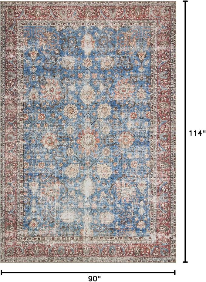 Loloi II Loren Blue/Brick 7'-6" x 9'-6" Area Rug | Amazon (US)