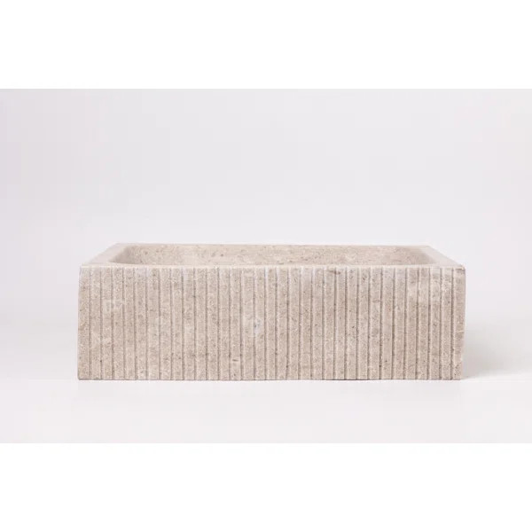 GA069 Natural Stone Vessel Bathroom Sink Rectangular Fluted Marble | Wayfair North America
