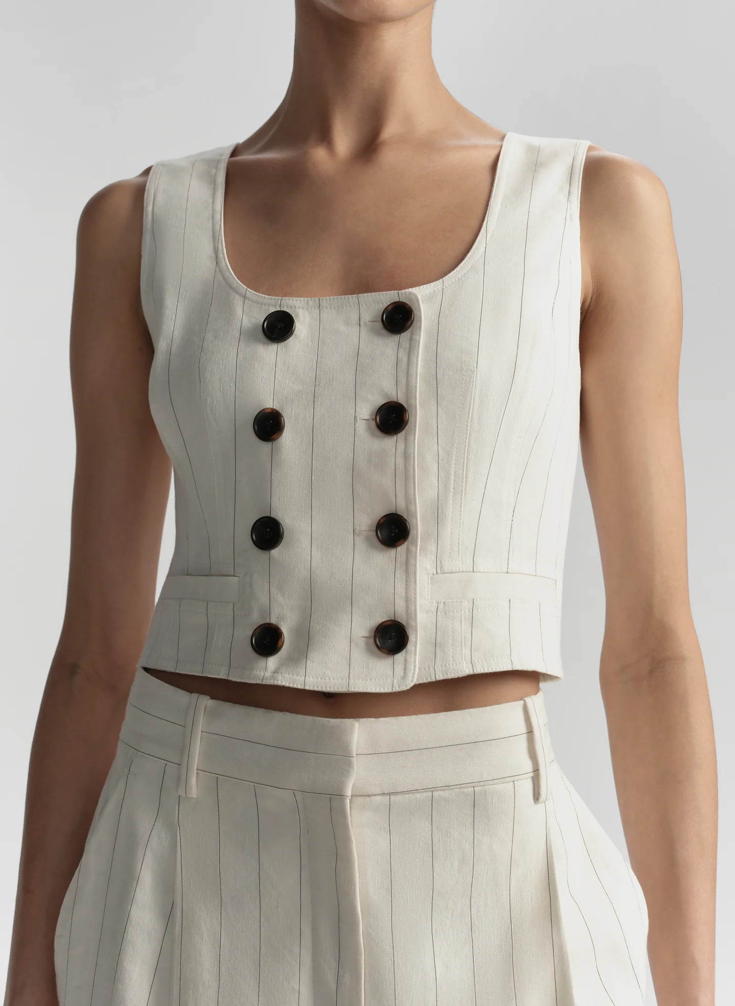Darcy Linen Pinstripe Top | A.L.C