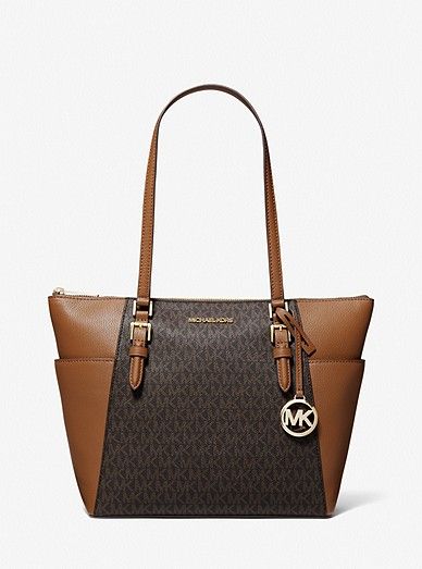 Charlotte Large Logo and Leather Top-Zip Tote Bag | Michael Kors US