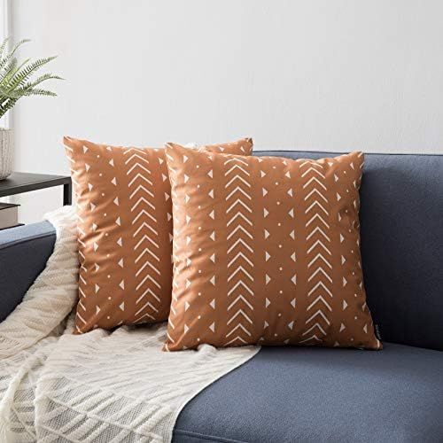 Nestinco Set of 2 Brown Pillow Covers 20 x 20 inches Boho Tribal Polyester Blend Square Decorativ... | Amazon (US)