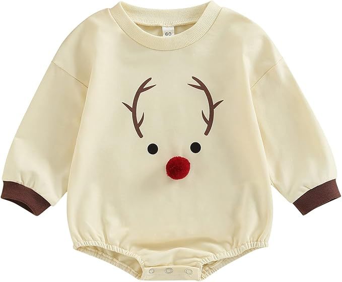 MERSARIPHY Baby Christmas Clothes Baby Boy Girl Sweatshirt Romper Santa Baby Romper Tops Fall Win... | Amazon (US)