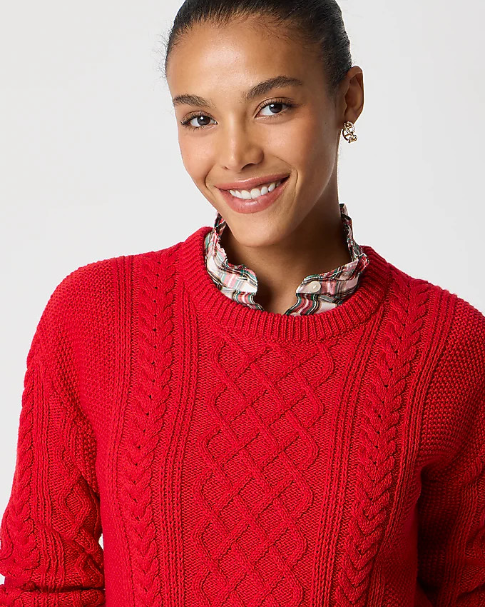 Cable crewneck sweater | J.Crew Factory