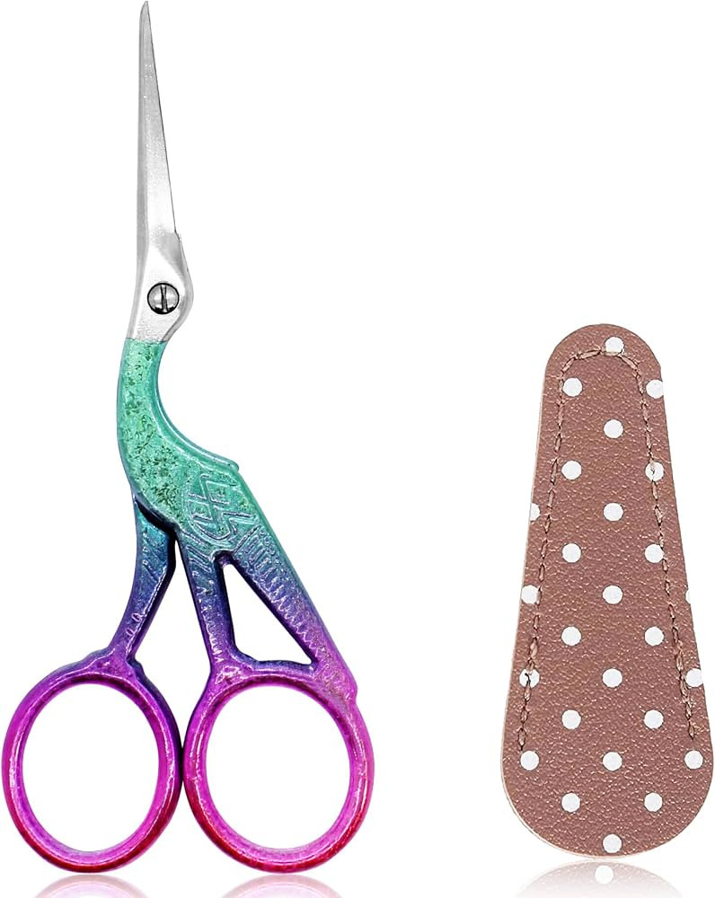 BIHRTC 4.5Inch Small Sewing Crochet Scissors Sharp Tip Stainless Steel Scissors with Leather Cove... | Amazon (US)
