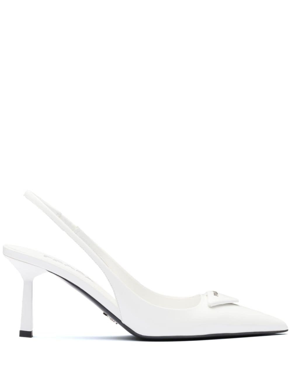 Prada 75mm leather slingback pumps - White | Farfetch Global