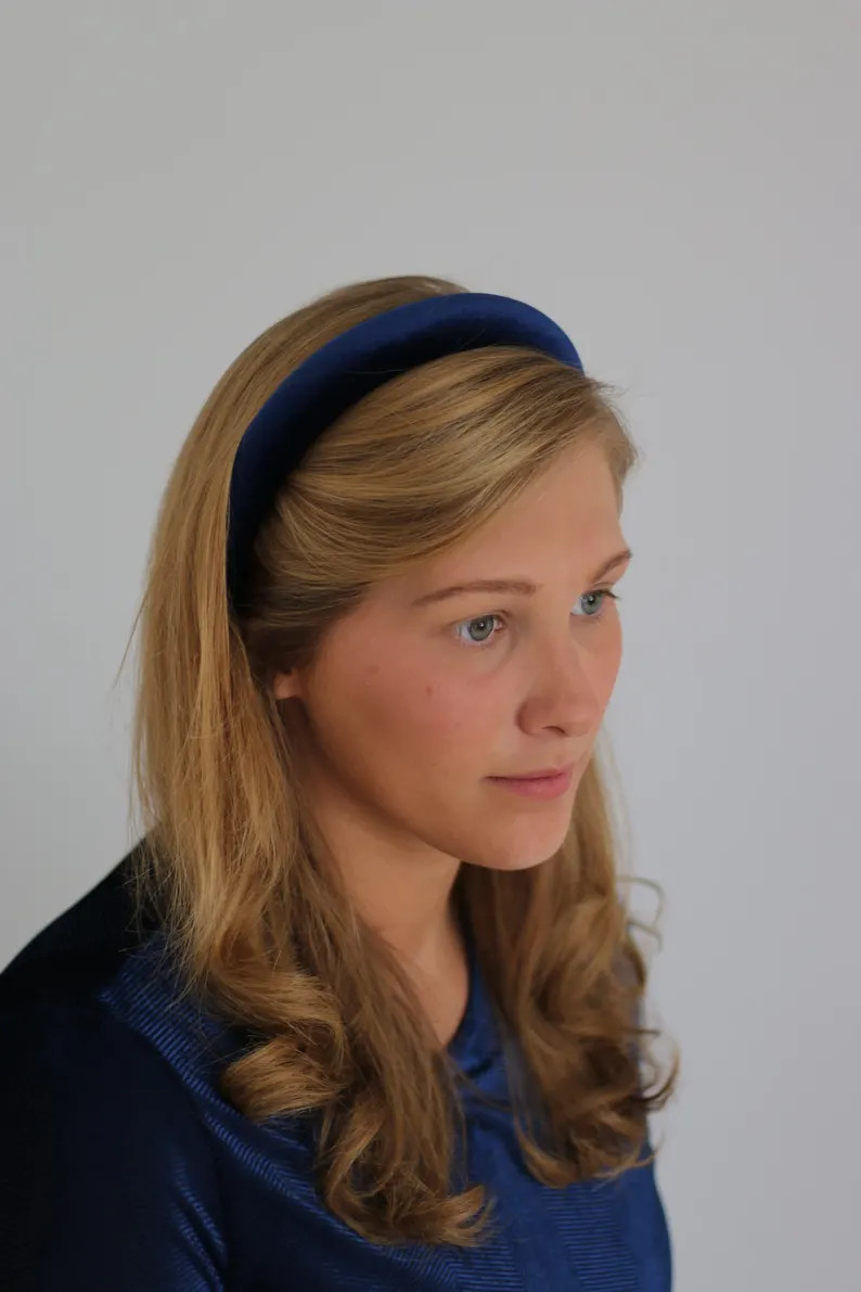 Navy Blue 2cm Plain Headband | Classic Padded Velvet Hairband | Beautiful Hair Accessory for both... | Etsy (Global)